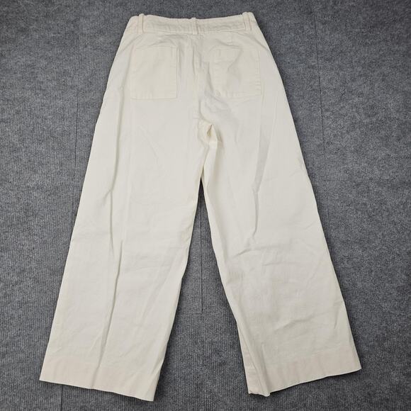 J Crew Pants Womens 2 Ivory Wide Leg High Rise Patch Pocket Preppy Nautical - Picture 7 of 7